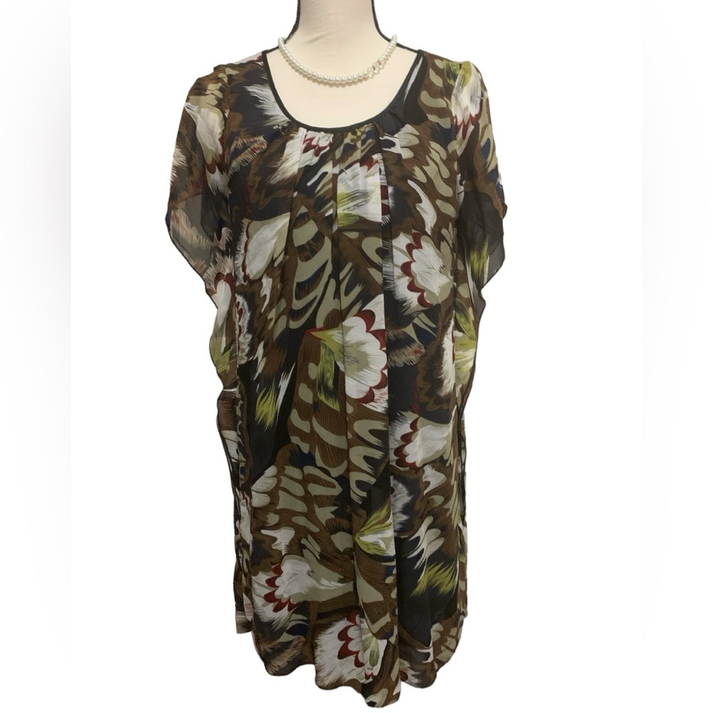 Vero Moda sz S Mod swirl black white green mini dress